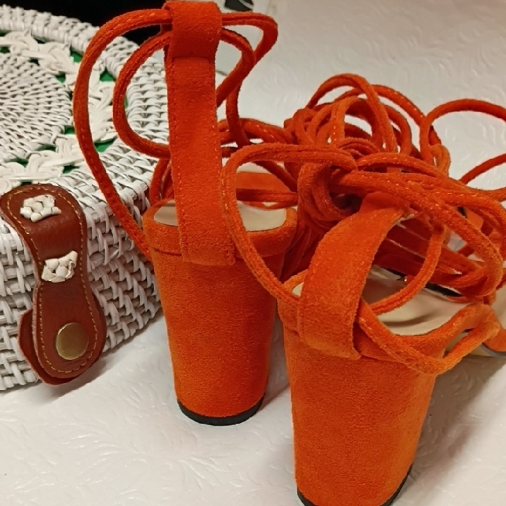 Amazon Essentials Vibrant Orange Strappy Sandals - image 8